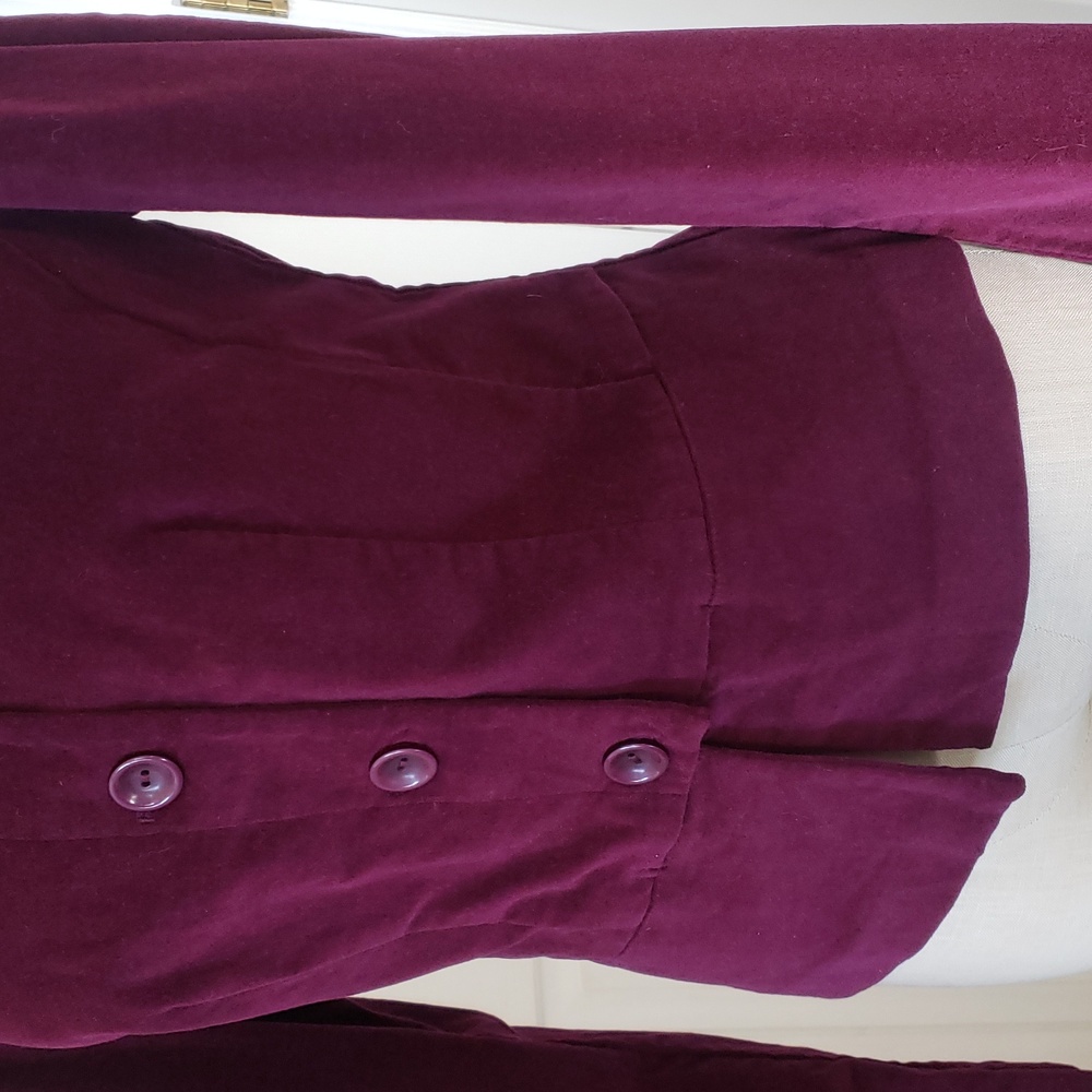 Talbots Plum Purple Velvet Tailored Blazer Jacket Size 8P Petite - Picture 9 of 12